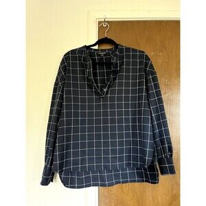 Womens Banana Republic International Exclusive Blue Plaid Button Up Shirt, sz S